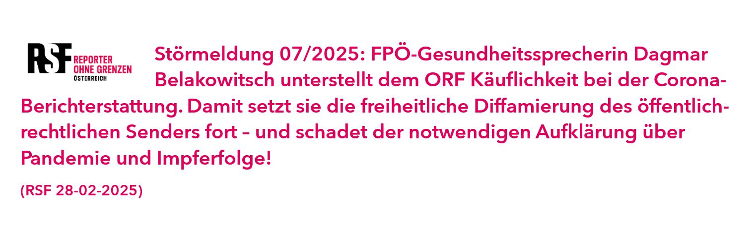Reporter ohne Grenzen: Störmeldung 06/2025